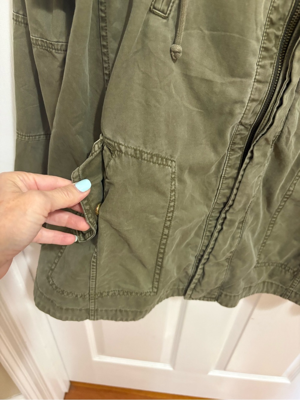 American Eagle Outfitters Olive Utility Hooded Jacket - Picture 7 of 8
